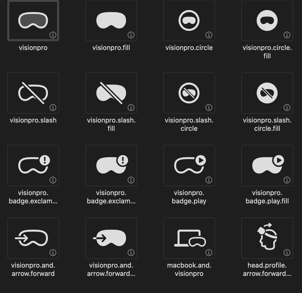 tokufxug's tweet photo. Apple Vision Pro 関連 の SF Symbol #applevisionpro #visionpro #visionos #oneplanetxr https://t.co/bFW9cQSDXu