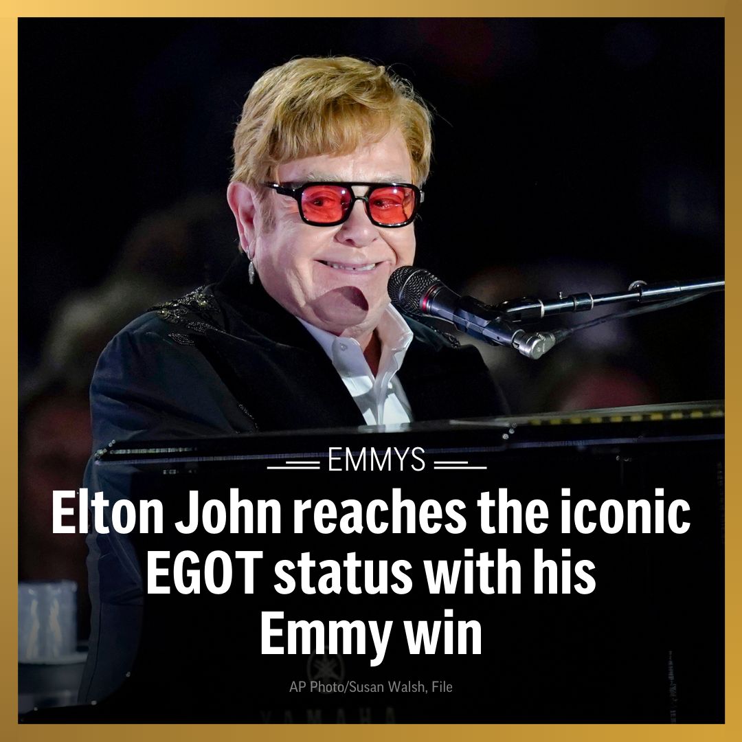 Elton John has reached the iconic EGOT status. 

The Rocket Man won an Emmy for best variety special for “Elton John Live: Farewell from Dodger Stadium.” He has two Oscars for original song, five Grammys and one Tony for the score of “Aida.” bit.ly/3O6jYYJ