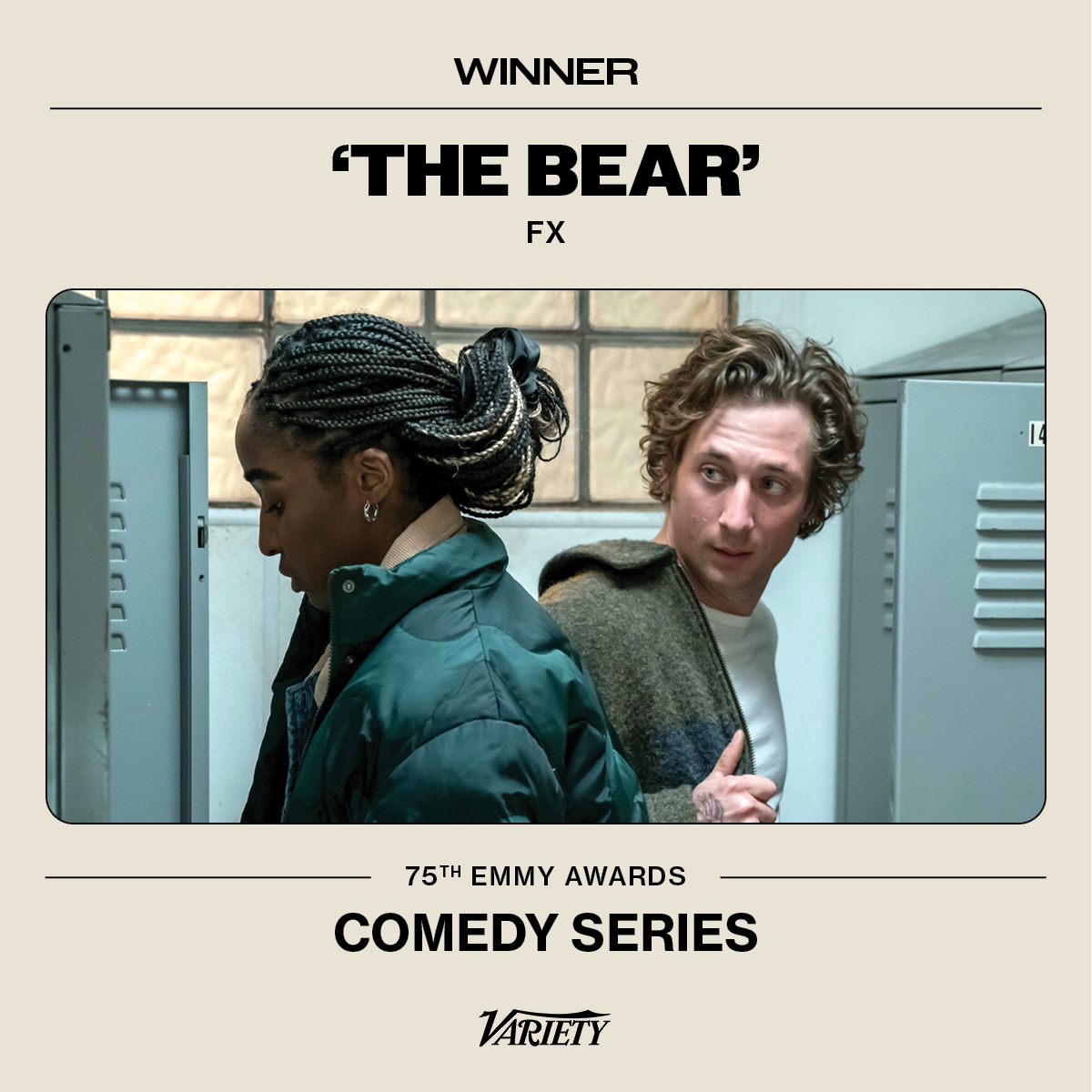 Variety's tweet photo. #Emmys: "The Bear" wins Outstanding Comedy Series. https://t.co/FbYy7454ds https://t.co/yI5w0dXce1
