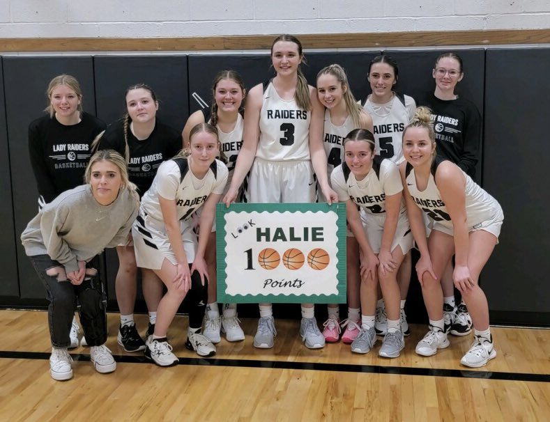 hauff11's tweet photo. Add another to the list @HoopsterThe Drake/Anamoose senior Halie Fletschock scored her 1000th point tonight! https://t.co/I0EmBlIBVk