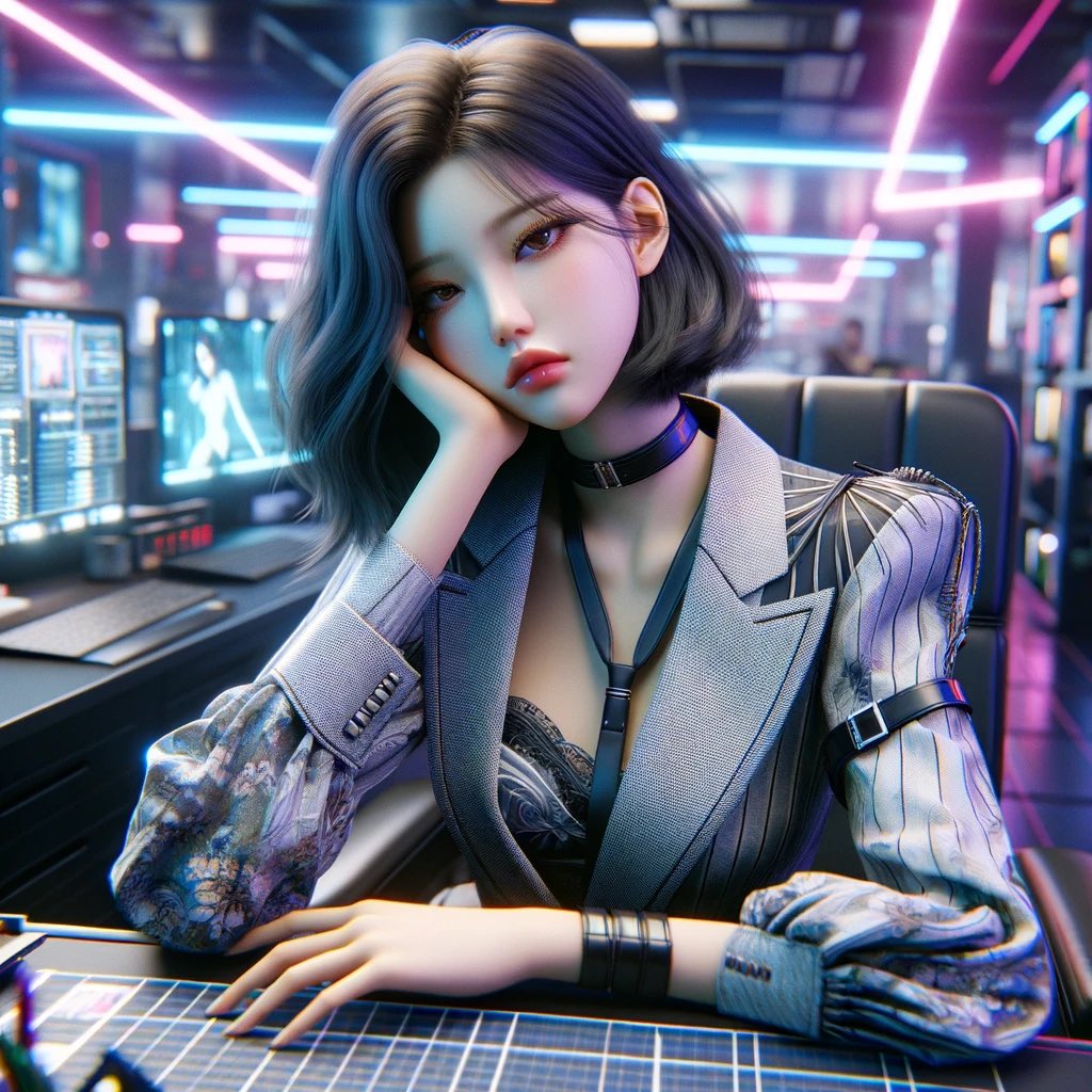 AsianCyberGals's tweet photo. お昼ご飯食べた後って眠くなるよね……🥱
#cyberpunk #cybercity #cybergal #kawaii #美少女 #futurefashion #future #machinecreativity #creativeai #AIArtistry #futurefashion
#AIgirlgallery #aiillustration #aiillustrator #cybergirl #cyberwoman $engage https://t.co/NQwqnCOexA