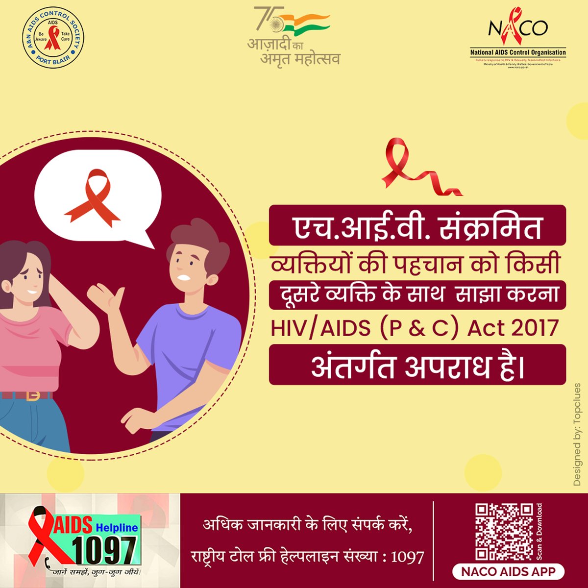 🔐 Privacy Matters! 🌐 Sharing an infected person's identity is an offense under HIV/AIDS (P & C) Act 2017. Protect confidentiality, respect rights. 🤐💪 #HIVPrivacy #NACO 🌟#ANACS