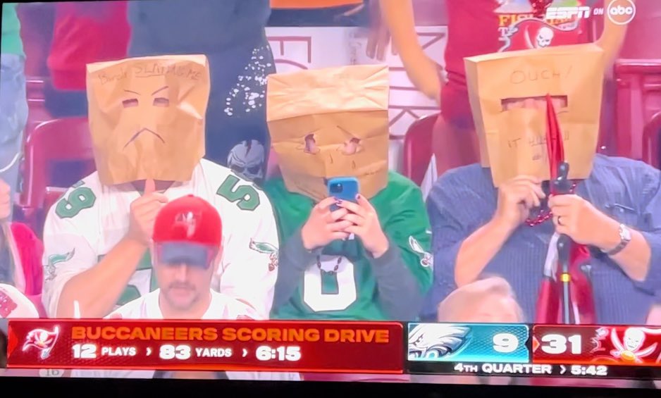HannahOliveto's tweet photo. Did they bring these bags just in case? Love to see it. #PHIvsTB https://t.co/TgvTb882rG