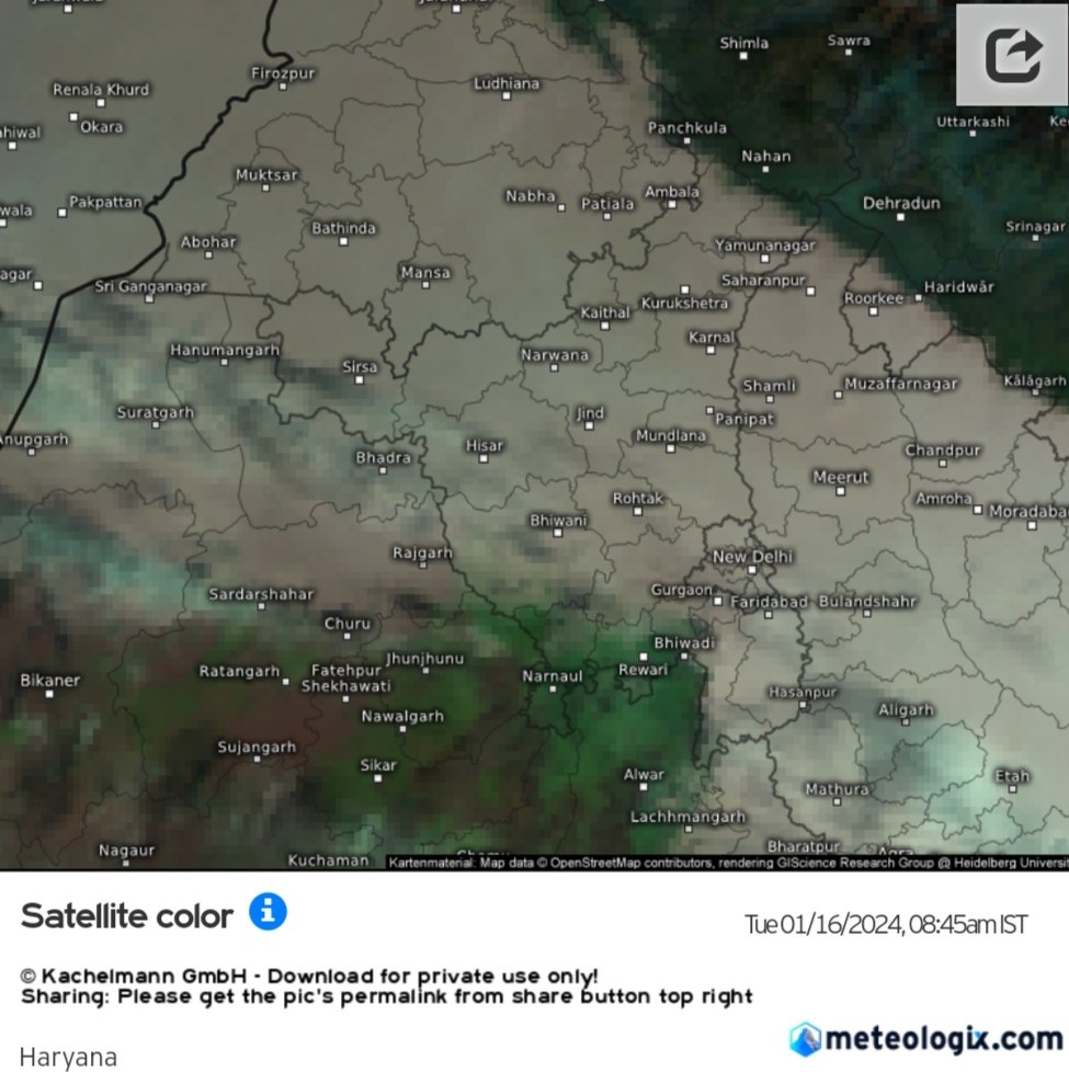 AdityaKumar80's tweet photo. Minm temp continues to dip further over some areas of #Punjab #Haryana and #Delhi.
#Ballowal -0.4°C
#Mahendragarh 0.7°C
#Hisar 1.1°C
#Balasmand 1.6°C
#Bawal 1.7°C
#Ujwa 1.9°C
#Chandigarh 2.7°C

Dense #Fog currently over IGP, #Coldday conditions likely to continue over few areas. https://t.co/CQaywLmq5o