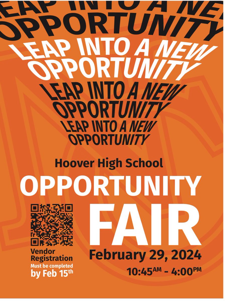 CareerTechHoov1's tweet photo. 📣🗣️ Know any vendors who want to positively impact our next generation?  
Calling all military, employers, training facilities, and colleges…we want you! 
🫵🏽 🤝
@nccsvikings 2nd Opportunity Fair is coming 2/29.  Leap into a new opportunity! 🙌🏼
See below for registration details https://t.co/zF2JKzSt5v