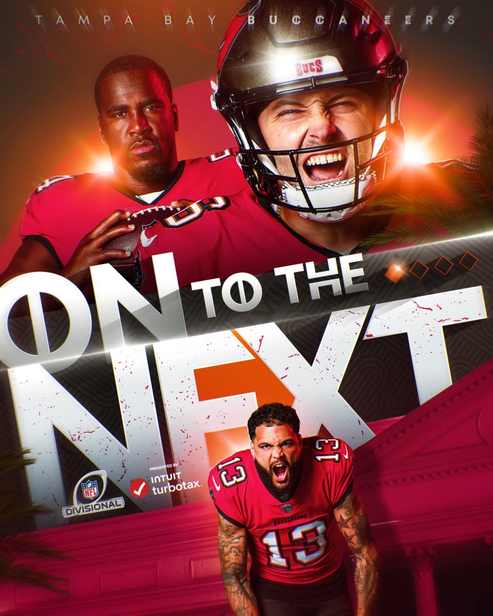 NFL's tweet photo. The Buccaneers are headed to the Divisional Round! #NFLPlayoffs https://t.co/5CQDAh5M59