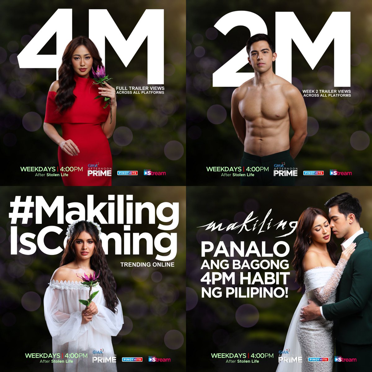 GMA_PA's tweet photo. PANALO ANG BAGONG 4PM HABIT NG PILIPINO!  

Panalo sa ratings, trending pa sa usapan! Huwag magpapahuli sa pambansang revenge drama ng Pilipino tuwing hapon, #Makiling, 4 PM sa GMA Afternoon Prime! https://t.co/Op780aTn3J