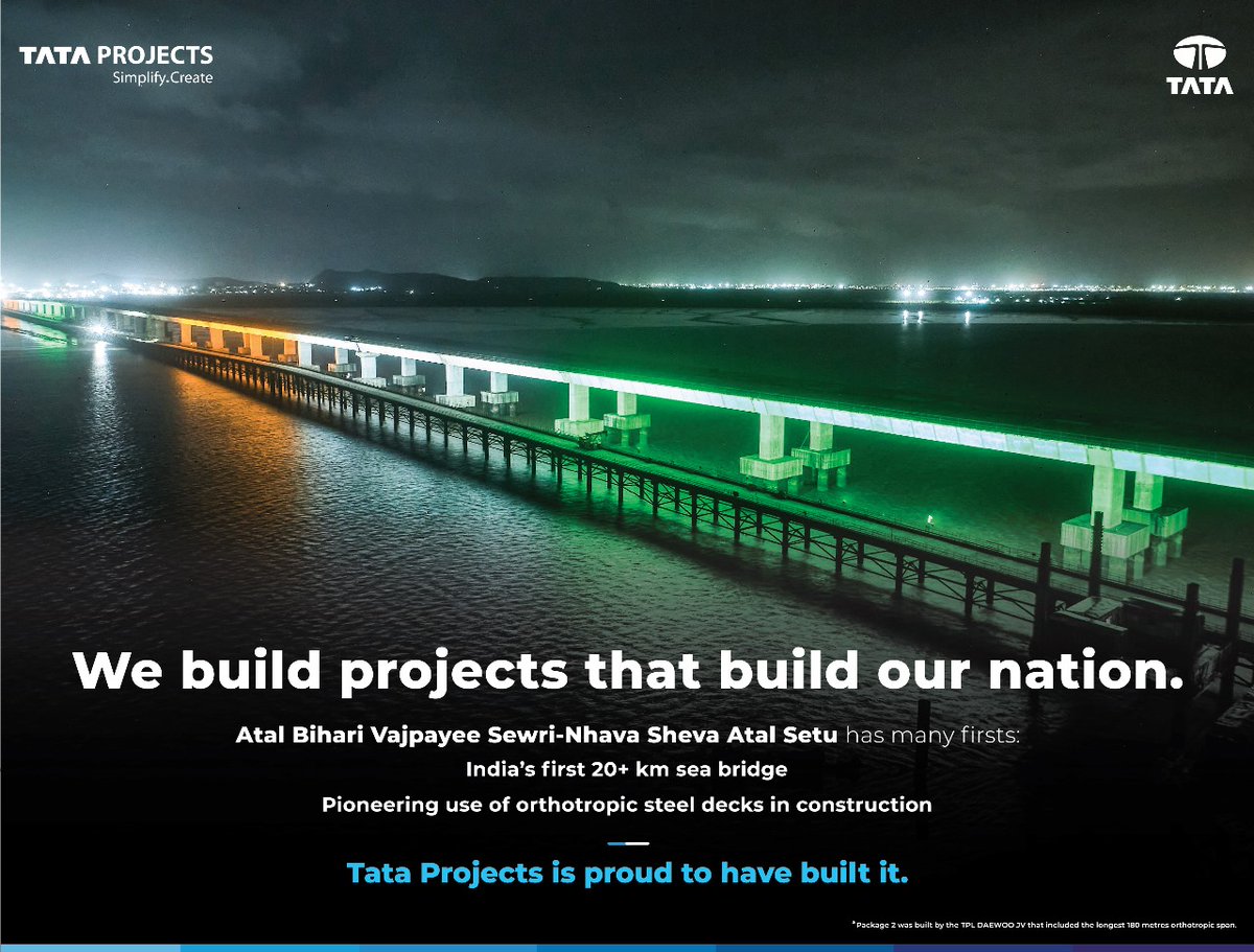 A proud project by Tata Projects!
#StrongFoundationForStrongNation #TransformingLives #BuildingNation #ThisIsTata #MTHL