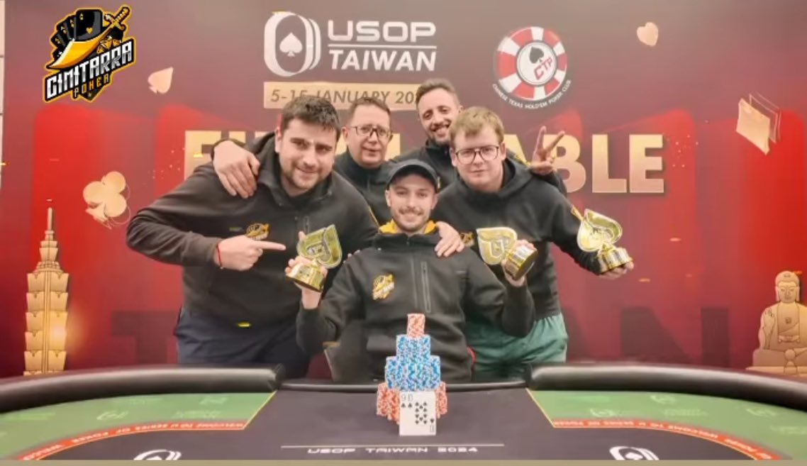Clément "JK" was on fire on this USOP Festival in Taiwan. 
He grabbed his 2nd trophy on The Closer tournament, the 3rd cup for the Cimitarra Poker Team 💪💪💪