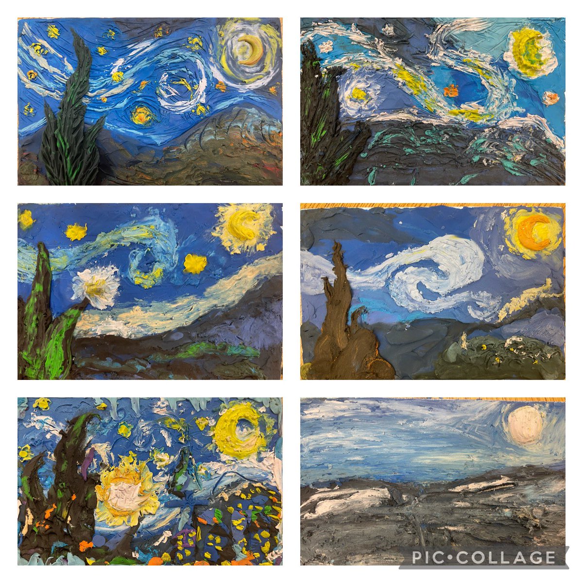 SEAP <a href="/PAS_South/">PAS South</a> <a href="/EdenwoodMS/">Edenwood Middle School</a> and <a href="/PASNorth1/">PAS North</a> made these beautiful Van Gogh inspired plasticine pictures in our visual arts workshop today. <a href="/PeelSchools/">Peel District School Board</a> #pasproud #peelproud