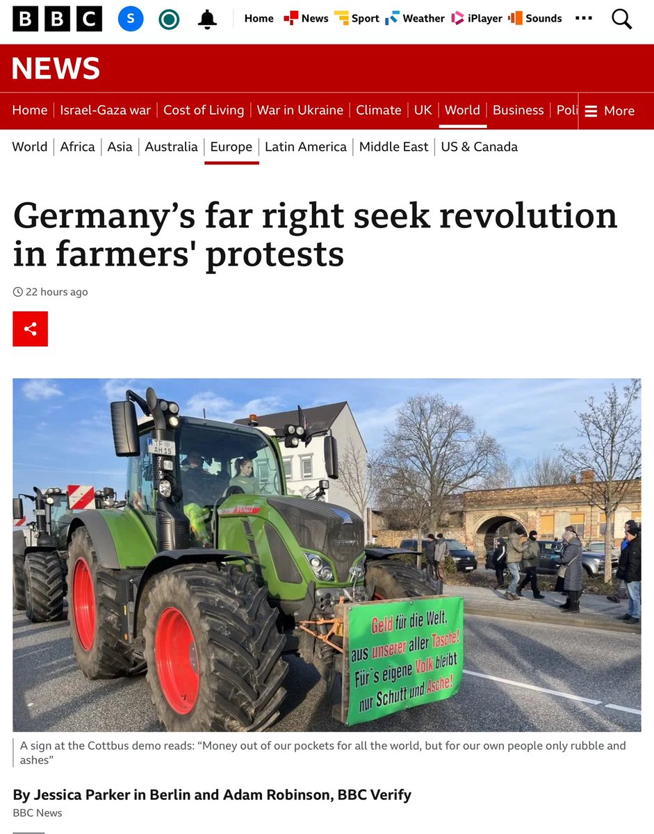 Thought I’d look at the BBC’s reporting on the #GermanFarmers farmers protests. Imagine my surprise.