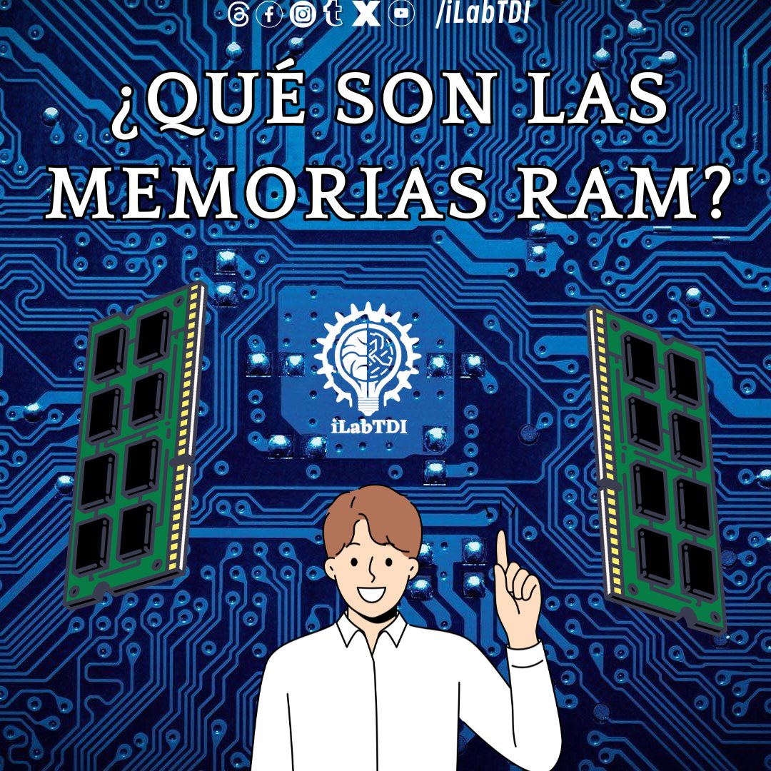 iLabTDI's tweet photo. La #RAM almacena temporalmente datos necesarios durante la ejecución de programas. Su #capacidad de acceso aleatorio, velocidad relámpago y capacidad de lectura/escritura constante hacen que sea clave en cada clic y operación. #computacion #tech #programming https://t.co/724o0ws4Ll