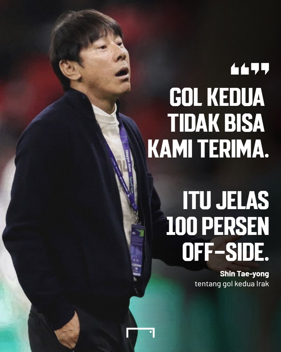 GOAL_ID's tweet photo. "100 PERSEN OFF-SIDE!" 😠

Shin Tae-yong sangat menyayangkan disahkannya gol kedua Irak saat menundukkan Indonesia 3-1 pada laga Grup D #AsianCup2023 https://t.co/FBisluND5f