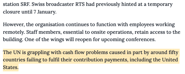 Hey US <a href="/StateDept/">Department of State</a> pay your United Nations bills!

It's embarrassing as the richest country on earth to be behind on our bills to an org that does so much for the world.