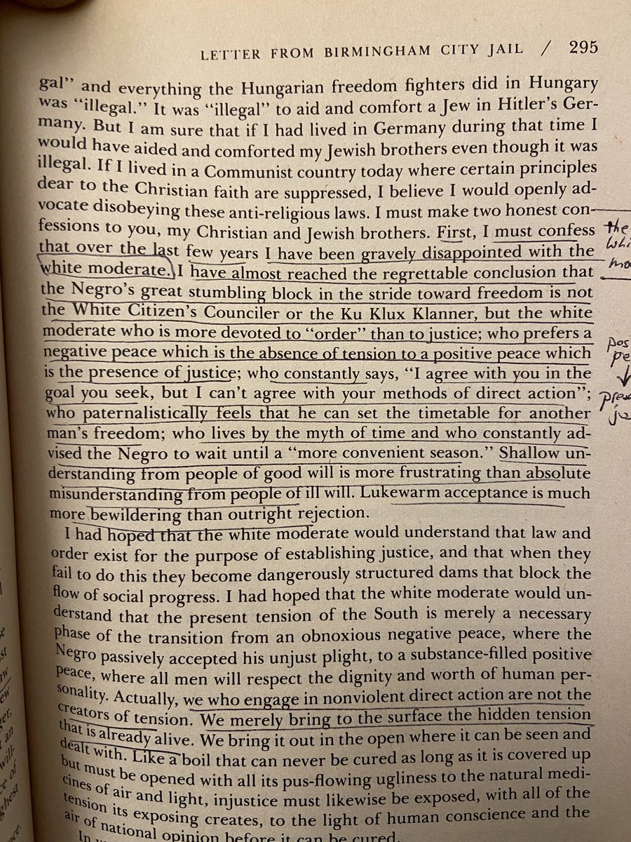 DerekVreeland's tweet photo. “Shallow understanding from people of good will is more frustrating than absolute misunderstanding from people of ill will. Lukewarm acceptance is much more bewildering than outright rejection.” - Dr. King
#MLKday
#whitemoderate
#positivepeace
#racialjustice https://t.co/RhOxin691n