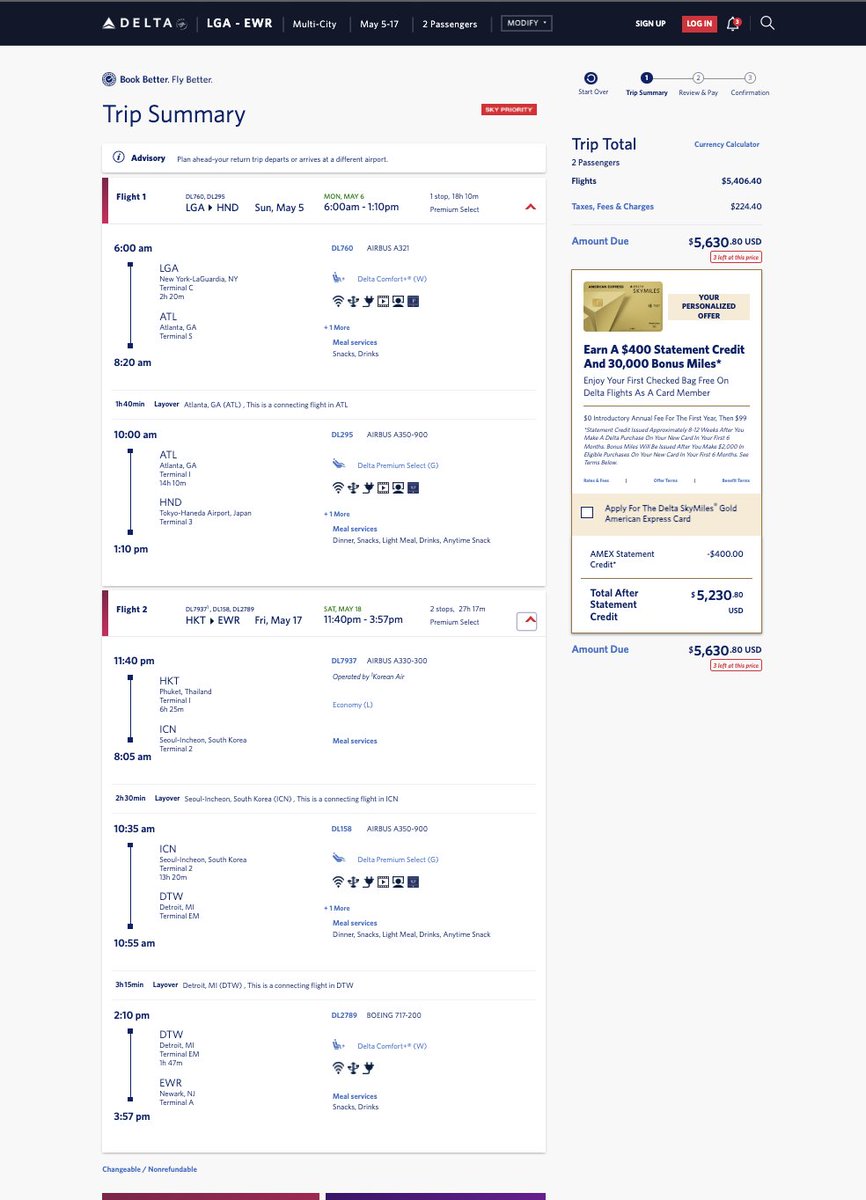 regkendrick's tweet photo. @Delta  your website is now showing these flights for 2k more total, but yet I am consistently able to get to this page with this price. Never knew booking a honeymoon could be so miserable, but Delta fails us once again! https://t.co/KjJlTGS5Zy