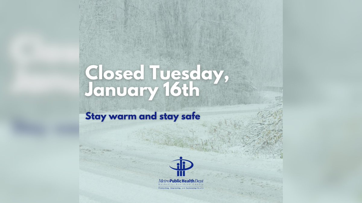 ❄️ CLOSED TUESDAY ❄️ To ensure the safety of our employees and clients, all Metro Public Health Department locations will remain closed on Tuesday, January 16th due to the wintry weather.