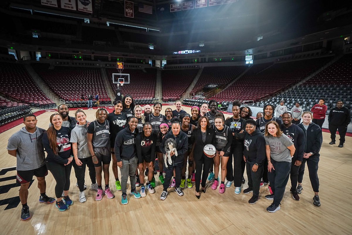 VP46Archive's tweet photo. I am inspired by the passion, drive, and competitive edge of the South Carolina Gamecocks women's basketball team. Thank you for welcoming me to campus today. https://t.co/49JMaNnrdy