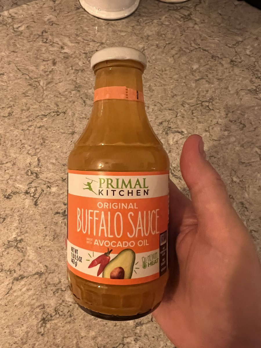 BitcoinSLO's tweet photo. Costco, trust me just buy it! Doing buffalo cauliflower. Put it on chicken, wings, amazingggg flavor just the right thickness. #primalkitchen https://t.co/HUb3x6mza4