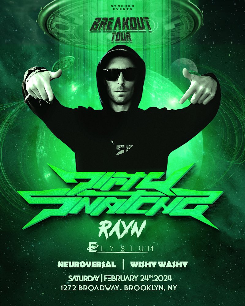 Dirty Snatcha coming to Brooklyn !!Breakout Tour is hitting New York with a bang. Let’s get it moving ⚔️
synchroevents.com/events