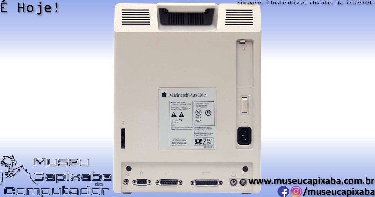 museucapixaba's tweet photo. É hoje!
O microcomputador Apple Macintosh Plus de 1986
+em https://t.co/0sTJu1S1O9
#MuseuCapixaba #mcc #éhoje #museu #tecnologia #retro #Macintosh #Mac512 #MacintoshClassic #MacintoshII #MacintoshSE #MacOS #HFS #m6800 #SCSI #Apple #AppleIIePlatinum #AppleTalk https://t.co/cTQDVGTjEO