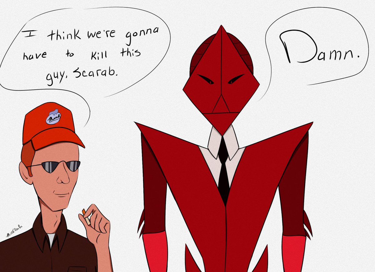 DeesDickies's tweet photo. Its funny because Dale is a bug exterminator and Scarab is a bug who exterminates <3 https://t.co/cDbE2urcWq