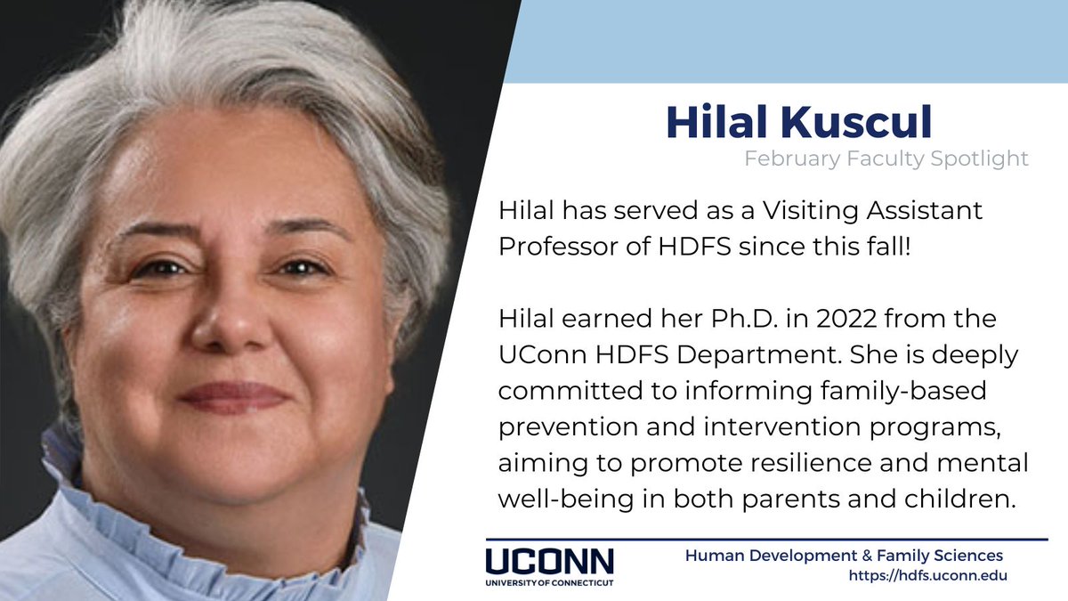 UConnHDFS's tweet photo. Prof @KusculH (PhD ‘22) is our February faculty spotlight! Learn more about her here: https://t.co/qNYR76MaM0.

@UConnCLAS @UConnAlumni https://t.co/cyCK7rOaBy