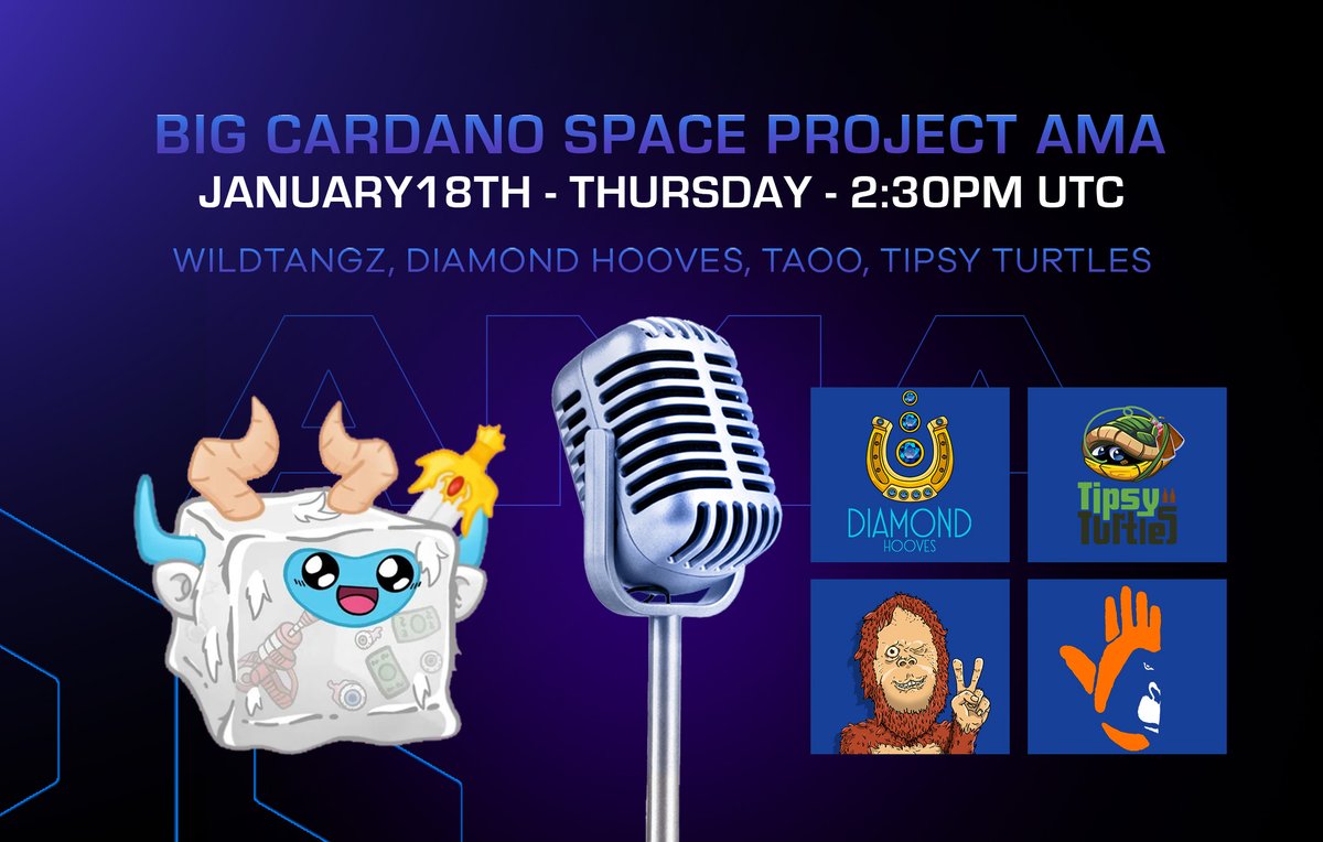 jellycubes_hq's tweet photo. Join us this Thursday at 2:30 PM UTC for an Upcoming Cardano NFT Project AMA!

This weeks guests are @DiamondHoovesio, @WildTangz, @OrangutanNft__, and @tipsy__turtles 

https://t.co/It9TpiOTQv https://t.co/rUpgrWV64d