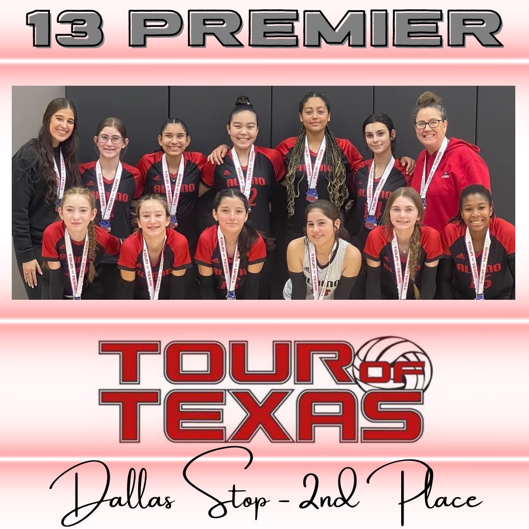 Congrats to 13P on their 2nd Place Finish at the Dallas Stop of the Tour of Texas🥈#Alamo13P #AlamoVolleyball ❤️🏐🖤