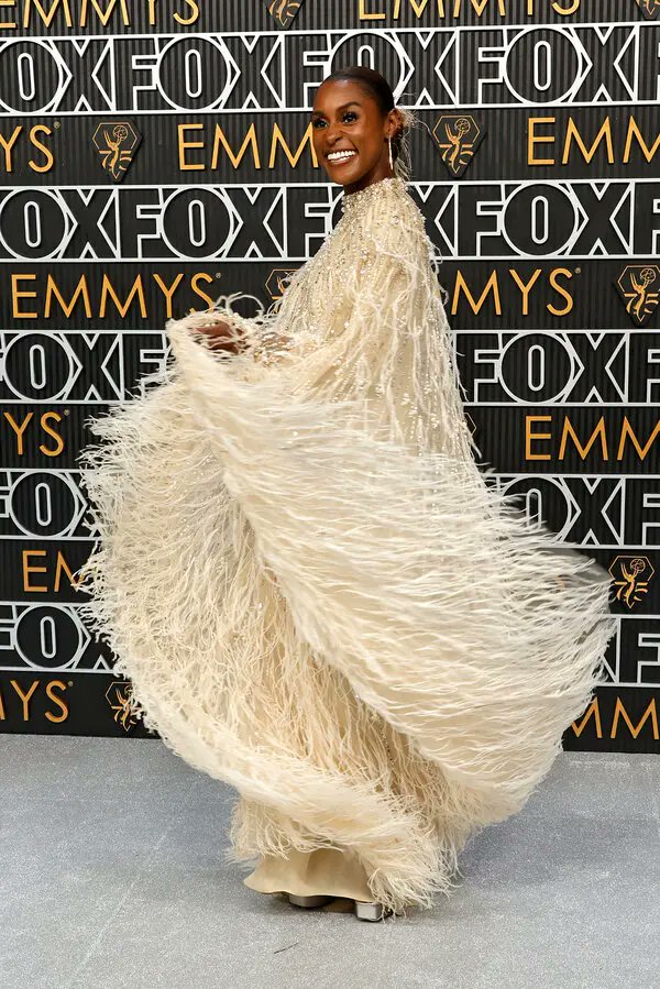 TeenPeoplePod's tweet photo. Issa Rae looking dreamy in a Pampas grass (Cortaderia selloana) gown

#FrocksAsFlowers #RedCarpetBotany #Emmys https://t.co/AlOf3dm6kE