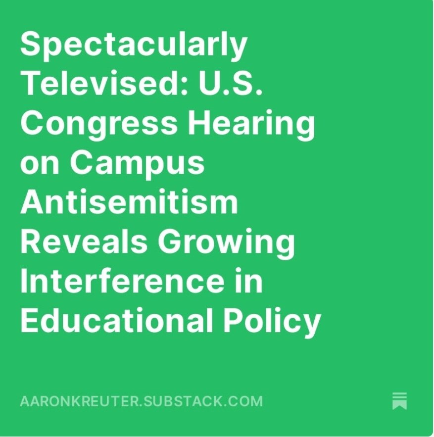 aaronkreuter's tweet photo. Over at my newsletter, @JoshuaSynenko writes about the congressional antisemitism trials, the coordinated attack on higher ed, television, Adolf Eichmann, and more: https://t.co/UlRCJP9nPc https://t.co/hSEEoFCvCF