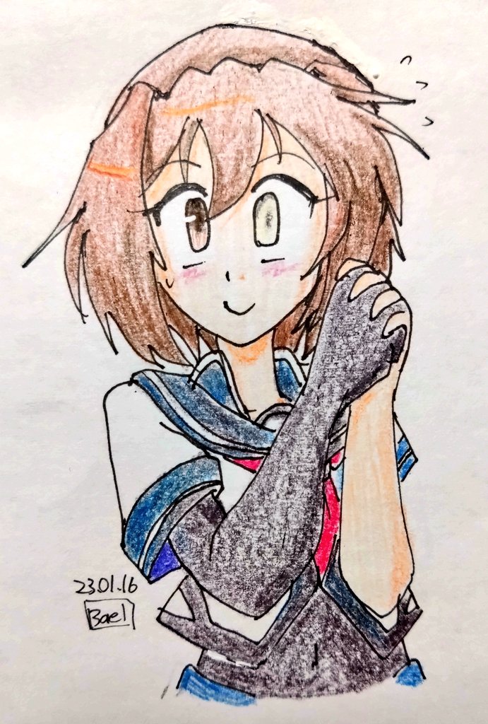 古鷹(艦これ) 「#見た人は無言で去年の1月の写真を貼る デジタルじゃないので写真なのだ」|bael38のイラスト