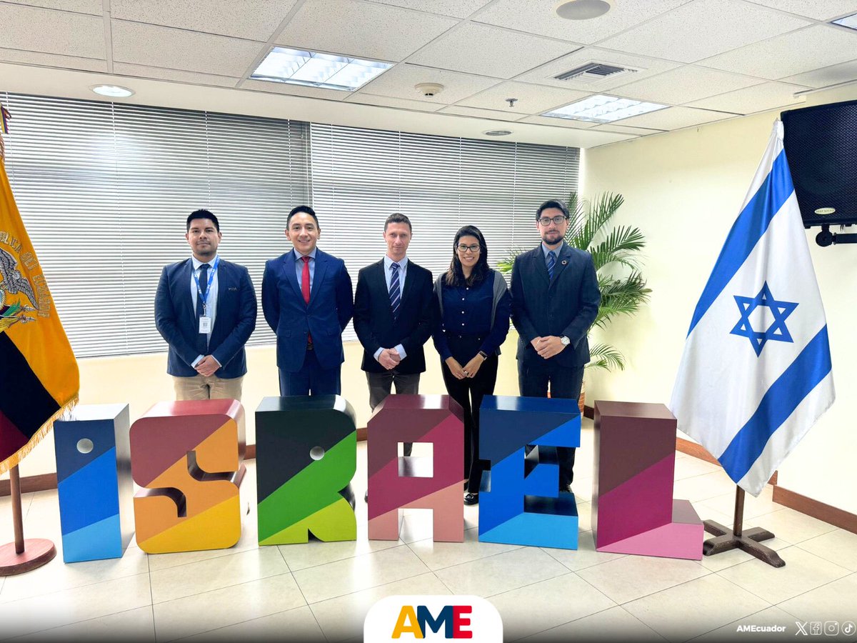 AMEcuador's tweet photo. #AME fortalece lazos de cooperación con la Embajada de Israel y su Agencia de Mashav, para trabajar en conjunto en Agendas Paradiplomáticas con temáticas de:  

🟡Seguridad ciudadana 
🟡Movilidad sostenible  
🔵Buena gobernanza 
🔵Agua y saneamiento 
🔴Hábitat y desarrollo https://t.co/859ZE8uCxh
