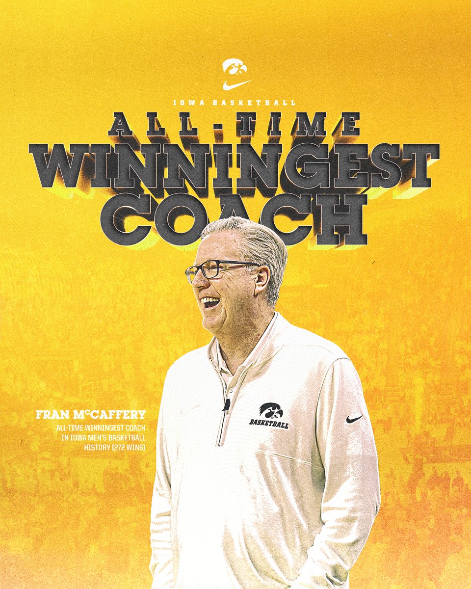 𝗥𝗲𝗰𝗼𝗿𝗱-𝘀𝗲𝘁𝘁𝗶𝗻𝗴 𝗥𝗼𝗮𝗱 𝗪!

Tonight’s victory at Minnesota is head coach Fran McCaffery’s 272nd career victory, making him the winningest coach in program history! 

#Hawkeyes