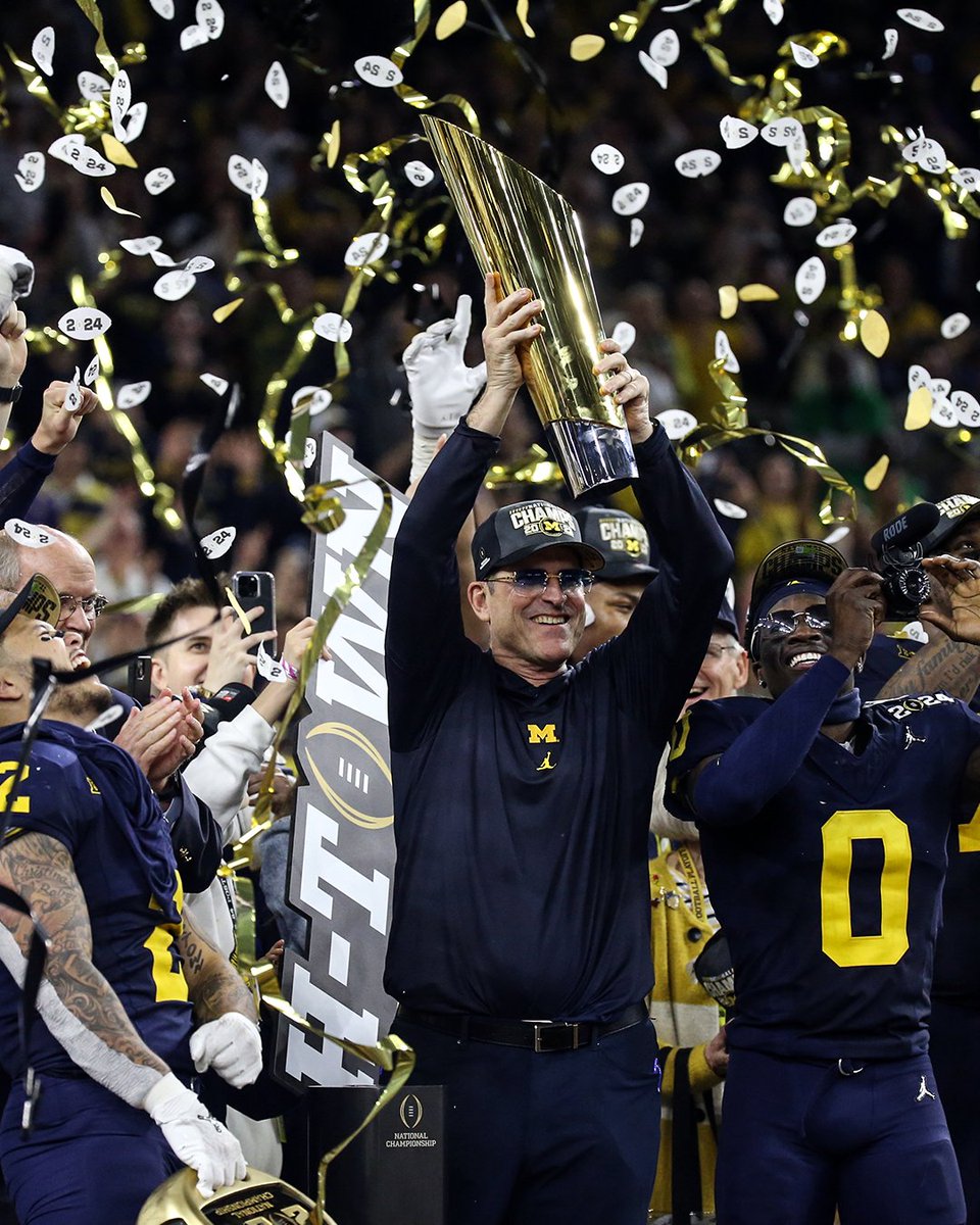 CFBONFOX's tweet photo. Exactly one week ago @UMichFootball raised the trophy for the first time since 1977 🏆👏 https://t.co/NjGOJ28wbJ