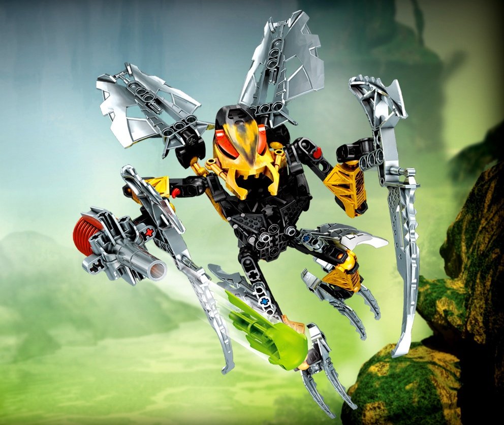 99. I am extremely down with this wasp-like build, with great yellow parts and an awesome mask. My only gripe is that this is not a Rahi. It ranks above Antroz because although Bitil makes for a less convincing Makuta, I find it to be more exciting and unique within Bionicle.
