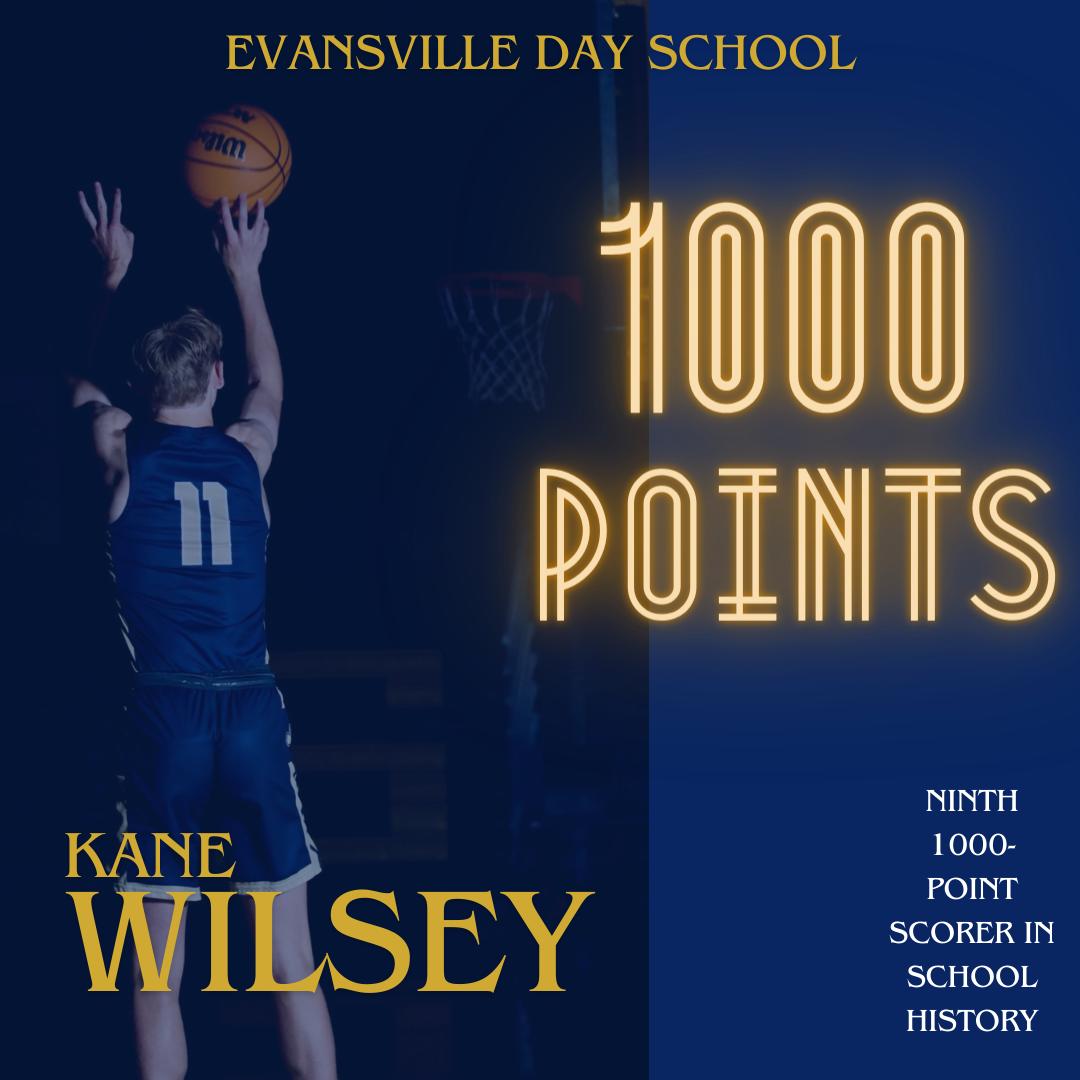 EDSBasketball's tweet photo. With a 3 pointer in the first quarter vs. Carmi, senior Kane Wilsey becomes the 9th player in EDS history to score 1000 career points!  Congrats, Kane! https://t.co/3zYHoK5qwO