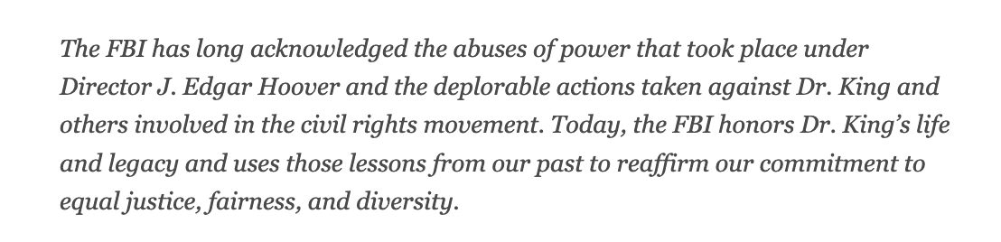 The FBI responded to the community note on its #MLKDay tweet

huffpost.com/entry/fbi-mlk-…