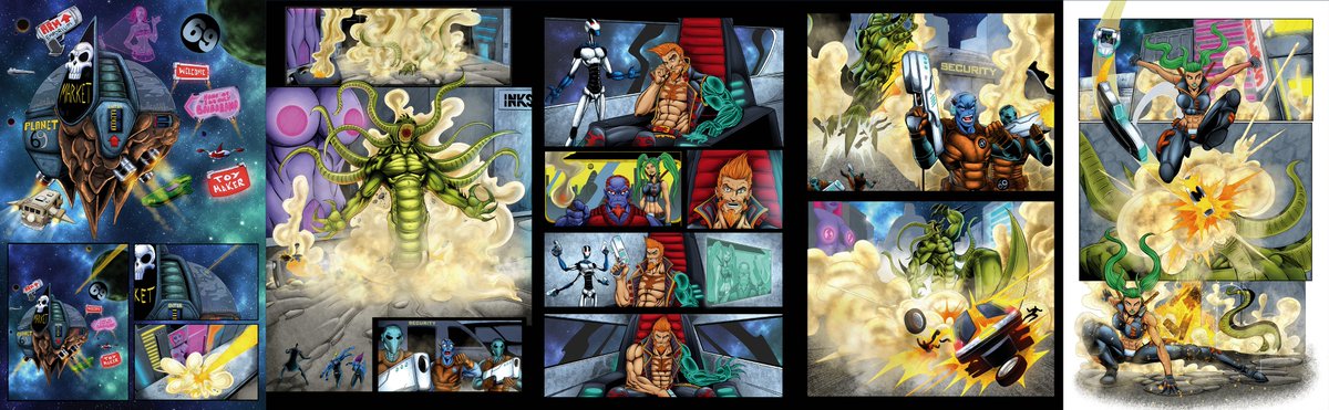 Simon_Pothier's tweet photo. NAT the MERC: Planet 69 with Colors by Yours truly &amp; Scotsmn. #NATverse #HeavyMetal #Indiecomics   A 44 page story included in Tales From The NATverse #2 a 116 Page full color book.  Link to campaign in the comments below👇 ;) https://t.co/sH8TDcx6Oo
