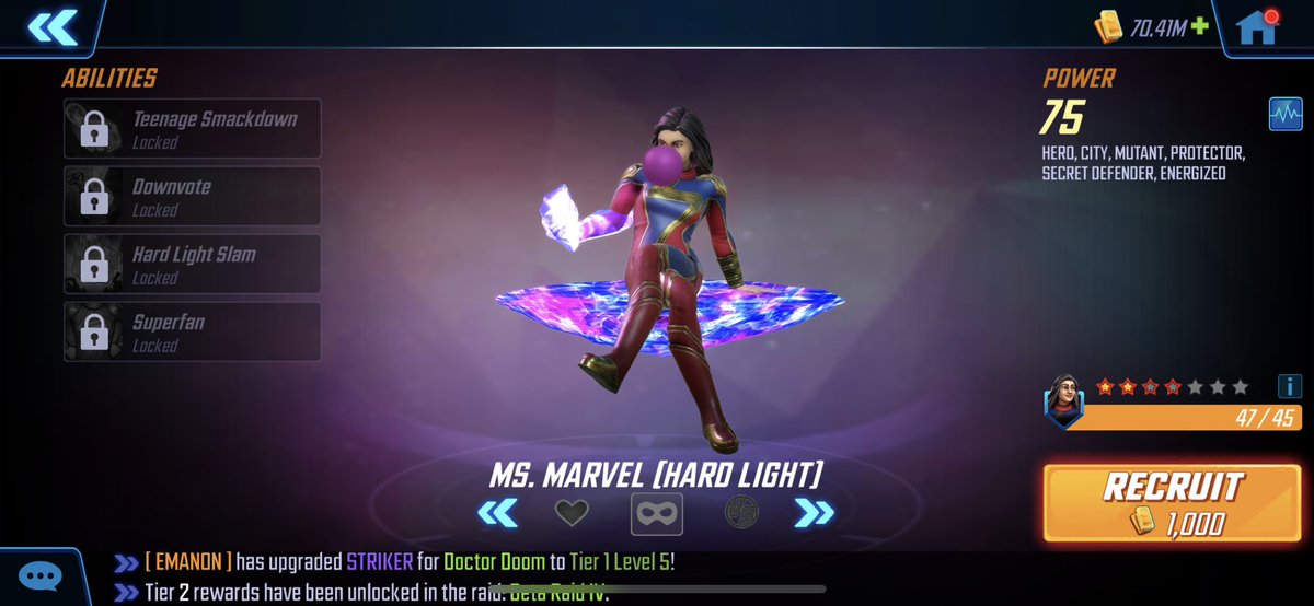 KingLugash's tweet photo. Haven’t updated in a while.  Lots of new folx on the squad!

Ghost Rider (Robbie), Ms. Marvel (Hard Light), Beta Ray, Spider-Man(Big time)

#MarvelStrikeForce @MarvelStrikeF https://t.co/F9Gt8u4N5h