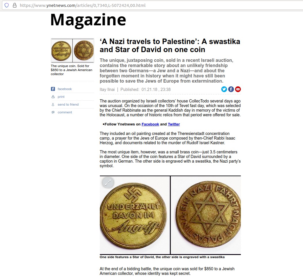 FadilRazeh's tweet photo. @yung_coxey Don't take my word for it
Here it's from the #HolocaustLibrary citing that Eichmann visited Palestine in 1937
He wasn't there to meet Mufti
He was there to check on Nazis' investments in Haavara
Who received his Gold Coin?
It's being traded in Israel🔻
https://t.co/PEhvtYauIn https://t.co/EGqusnGE4f