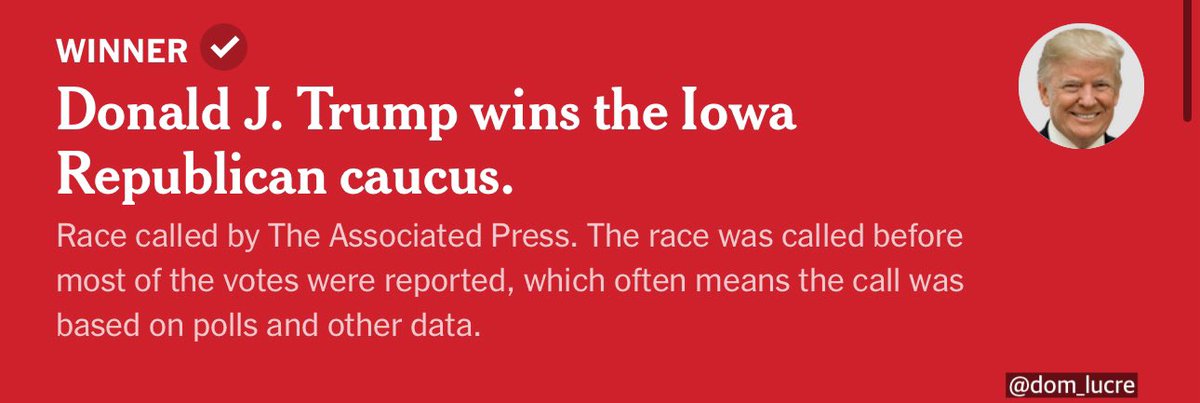 🔥🚨BREAKING NEWS: Donald Trump has won the Iowa Republican Caucus.