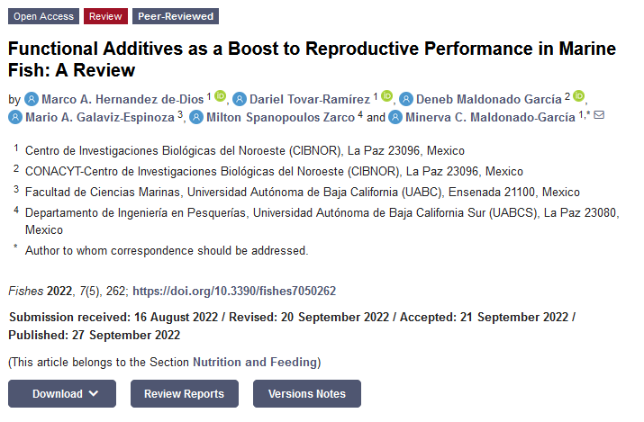 Fishes_MDPI's tweet photo. #FishesMDPI #HighlyCitedReview
"#FunctionalAdditives as a Boost to #Reproductive Performance in #MarineFish: A Review" by Marco A. Hernandez de-Dios et al.
https://t.co/xpBISmWCtw
#broodstock #nutrition #vitamin #carotene #protein #fattyacids https://t.co/geYYgbMvM7