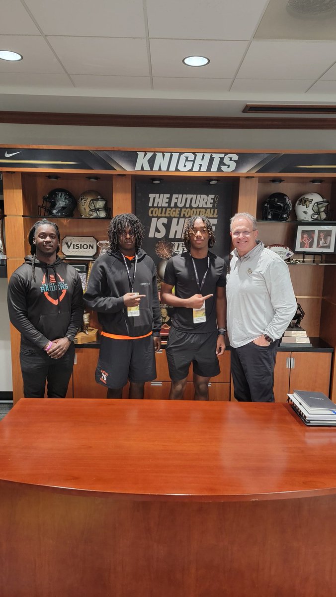 Great time visiting UCF campus and meeting with the amazing coaching staff today. Thank you Knights for inviting us Raiders up and Recruiting Plant City! Orlando was amazing. Who's the next Great Raiders. We have a bunch! #RecruitPlantCity @CoachGusMalzahn @CoachKIngram