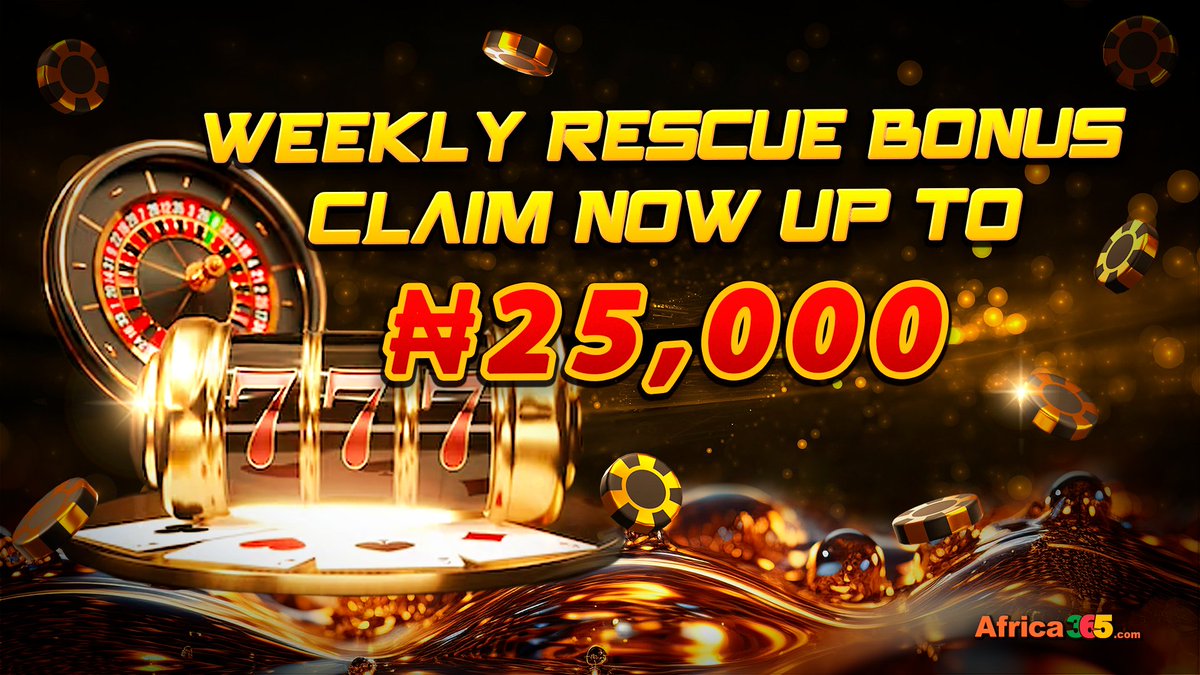 Africa365_Com's tweet photo. Africa365 Weekly Rescue Bonus up 5% ! 

How to Join: 
1️⃣ Members with a weekly negative betting outcome between ₦1000 and ₦500,000 in all providers (except sports,originals games & Mini Games) are entitled to a 5% rescue bonus up to ₦ 25,000 !
2️⃣ Please contact our live support to claim this rescue bonus and the rescue bonus will be given in 24 hours after checking.

The weekly accumulated loss amount for the rescue bonus calculation will consider only the Nett Loss as the eligible indicator (Nett Loss = Gross Loss - Bonus – Rebate).

The cut-off time for weekly accumulated loss amount calculation starts every Monday, 00:00:00 (GMT+1) until Sunday, 23:59:59 (GMT+1).