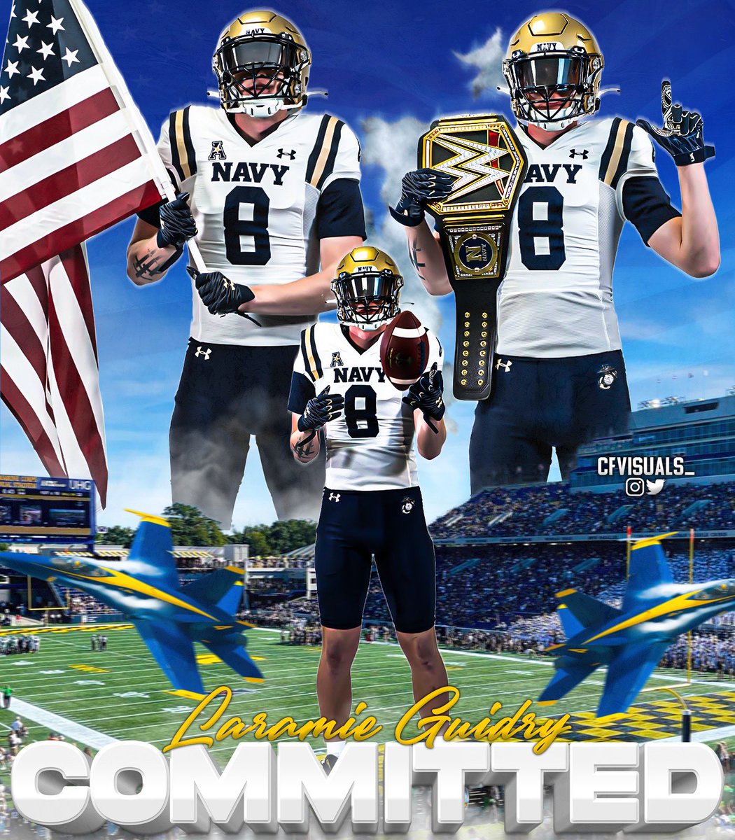 Laramie Guidry (@laramieguidry) on Twitter photo Excited to announce my commitment to play football and serve my country at the United States Naval Academy! #BeatArmy <a href="/D_WallCoach/">Jerrick Hall</a> <a href="/Coach_MarcusT/">Marcus T. Thomas</a>
<a href="/RecruitLouisian/">Recruit Louisiana™️</a> <a href="/JeritRoser/">Jerit Roser</a> <a href="/GridironFootbal/">Gridiron Football®</a> <a href="/On3Recruits/">On3 Recruits</a> Excited to announce my commitment to play football and serve my country at the United States Naval Academy! #BeatArmy <a href="/D_WallCoach/">Jerrick Hall</a> <a href="/Coach_MarcusT/">Marcus T. Thomas</a>
<a href="/RecruitLouisian/">Recruit Louisiana™️</a> <a href="/JeritRoser/">Jerit Roser</a> <a href="/GridironFootbal/">Gridiron Football®</a> <a href="/On3Recruits/">On3 Recruits</a>