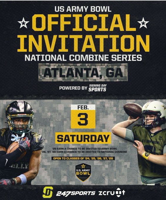 Thanks @recruitNE_GA for the invite to the @USArmyBowl Combine‼️@SDSPORTS
#Chas1ngBest #NoOpt1ons #TGBTG
