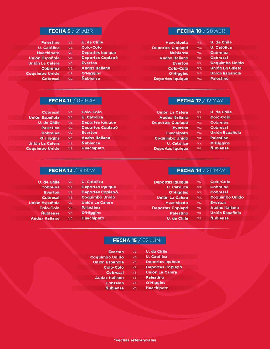 ANFPChile's tweet image. Aquí está el fixture muchachos! 🙌🏻

✅ El torneo se inicia el fin de semana del 18 de febrero y se extiende hasta noviembre.

 @Huachipato y @Cobreloa_SADP, que vuelve a la máxima categoría, protagonizarán el duelo de campeones en la primera fecha del Campeonato Itaú 2024 👇🏼