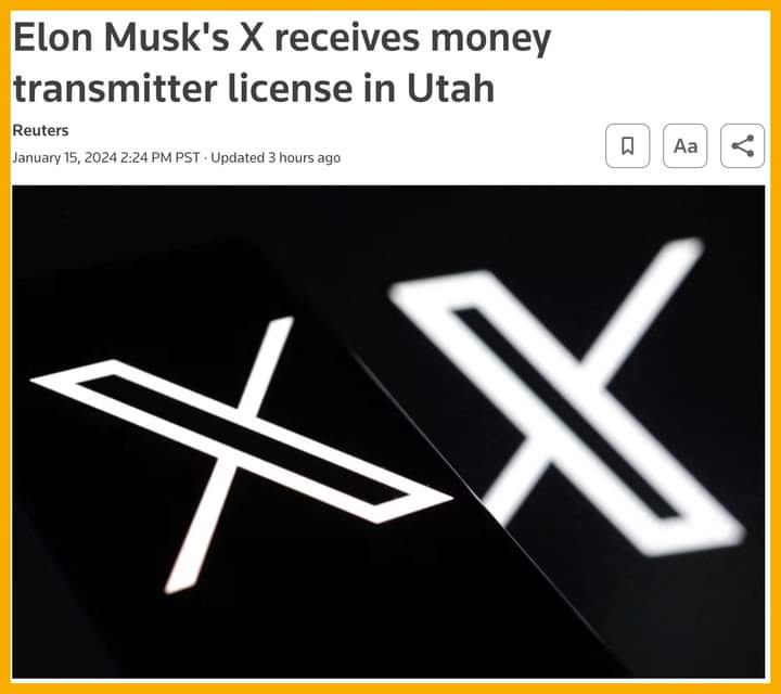 FiresidePi's tweet image. X đã nhận được giấy phép chuyển tiền từ tiểu bang Utah 🇺🇸, đây là tiểu bang thứ 15 cấp phép cho X, cho phép cung cấp dịch vụ chuyển tiền giữa người dùng giống như Paypal hoặc Venmo.

Elon đang chuẩn bị ra mắt dịch vụ thanh toán X trong năm nay.