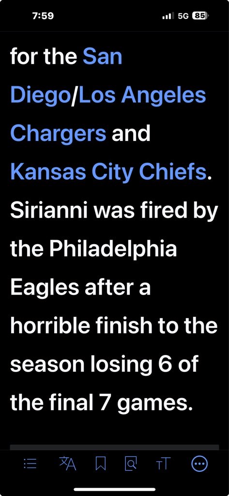 dspinks06's tweet photo. @espn someone has changed Nick Sirianni’s Wikipedia entry, mid-game! https://t.co/mD2rUhSWOG
